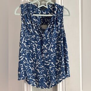 Lucky Brand Blue Bird Print Sleeveless Top Size Small